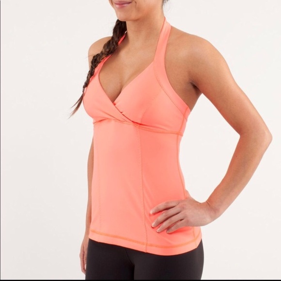 lululemon athletica Tops - Lululemon Orange Halter Workout Tank Top